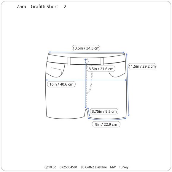 Zara Woman Premium Denim Grafitti Distressed Raw Hem Frayed Shorts Womens 2 - Picture 7 of 7